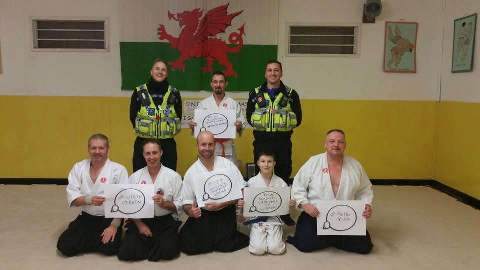 Pen-y-Bont Aikido supporting the South Wales Police campaign to stop domestic violence.